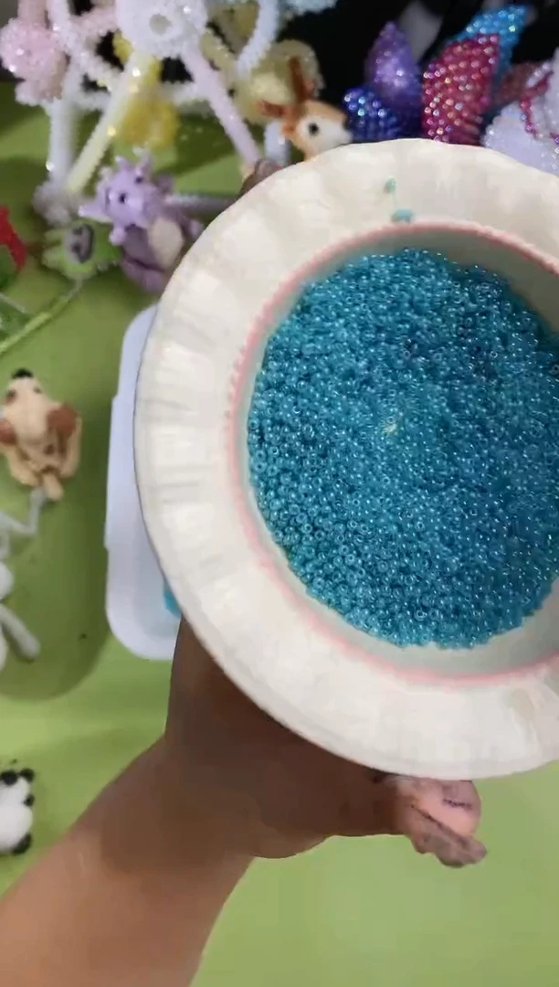 玻璃1184卡2米珠50克湖蓝色