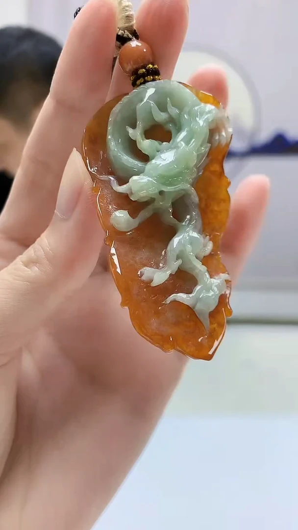 定制翡翠未镶嵌4898zm-毛货挂件220龙牌