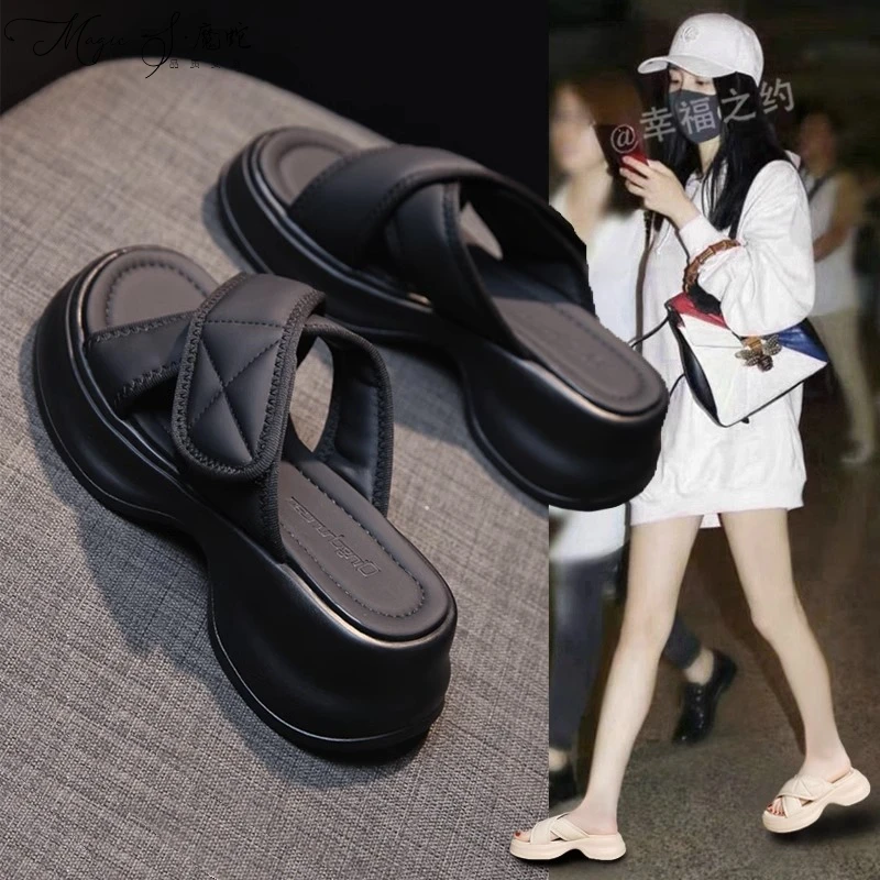 【万达撤柜】透明高跟拖鞋女防滑外穿2025年新款百搭厚底凉士凉拖网