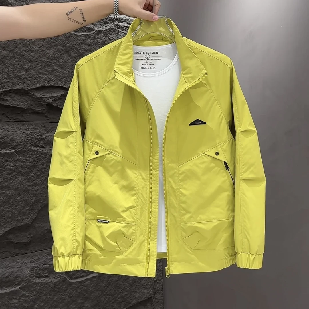 男士户外运动立领休闲夹克2025春秋季新款时尚潮流纯色简约外套潮