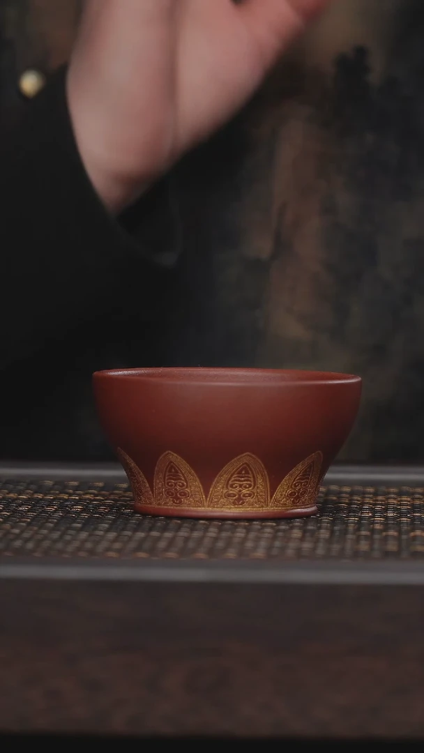 【闪购商品】紫砂茶杯非遗茶器-红皮龙缠纹
