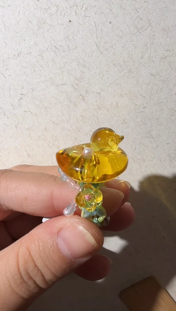 未镶嵌琥珀戒指琥珀小鸭子戒指
