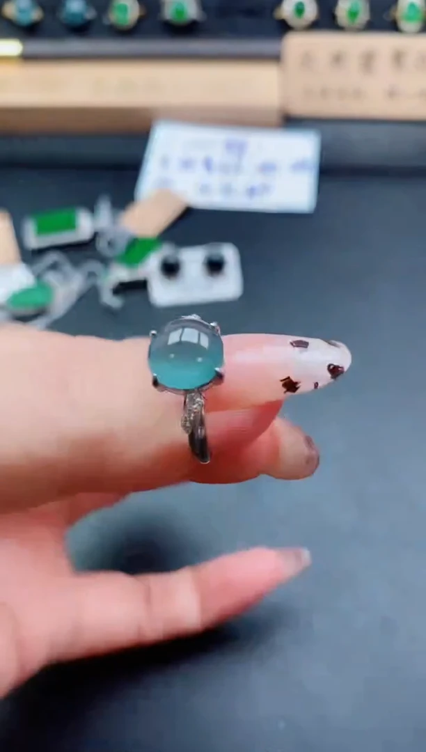 银S925镶嵌戒指翡翠1