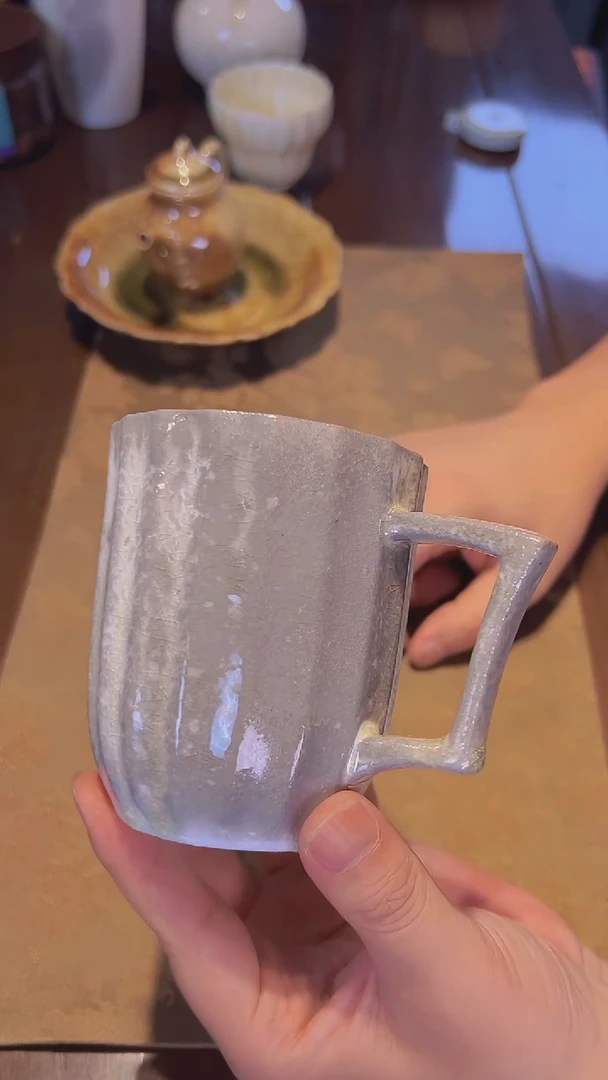 w*y三生瓷  柴烧裸烧白色马克杯