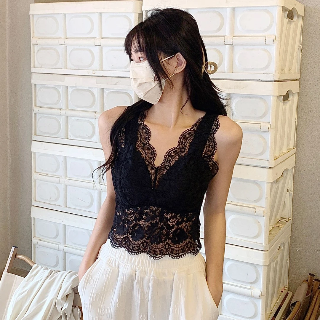 曼娜莎【花团锦簇】定制蕾丝露背性感舒适显瘦百搭吊带背心外穿夏季