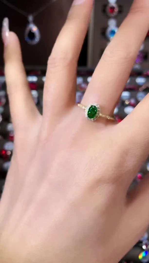 银S925镶嵌戒指碧玺46金色