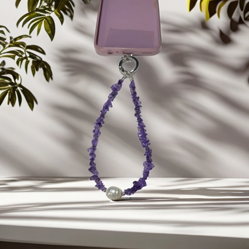 【彩稻甄选®】天然紫水晶随型手机链多样式发一 628