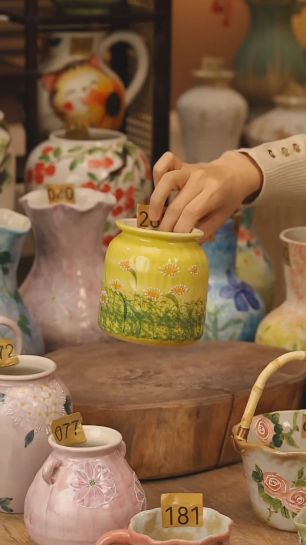 陶瓷景德镇设计师手作花器摆件侘寂风@M268@