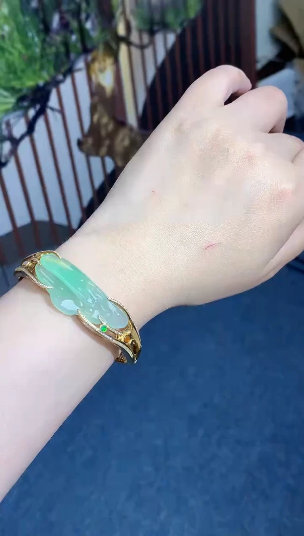 翡翠手镯18K金镶嵌660-春日珠宝