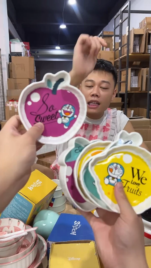 瓷片叮当猫水果碟5件套
