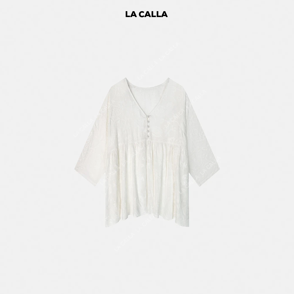 LA CALLA腰果麻衫极简高级百搭时尚落肩T恤OY51-1926