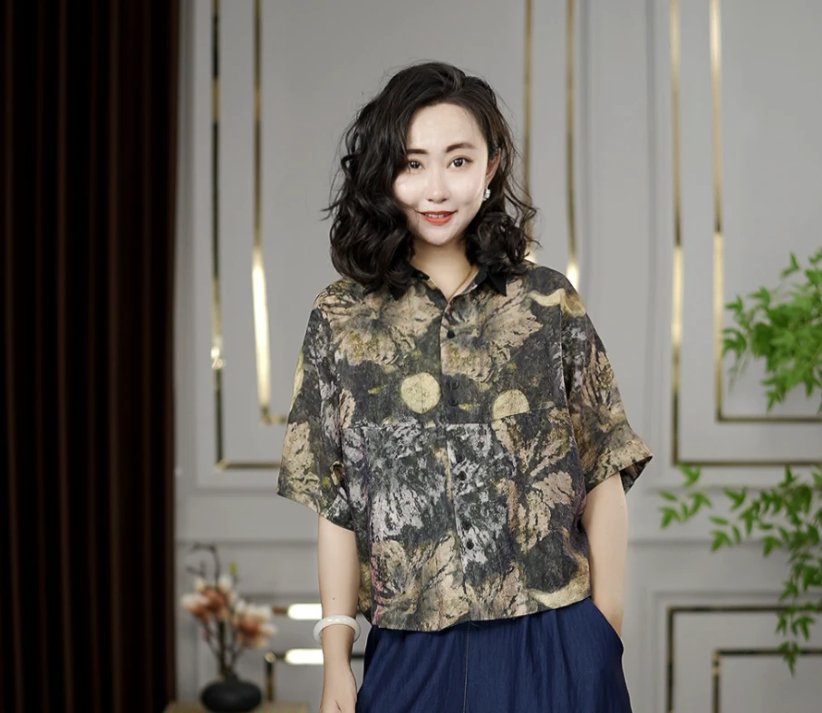 【焱森】夏季新款时尚洋气舒适休闲印花上衣