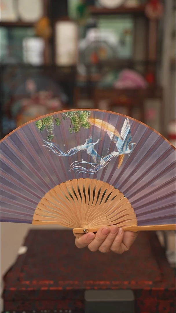 扇子折扇 苏绣绣花吊坠非遗