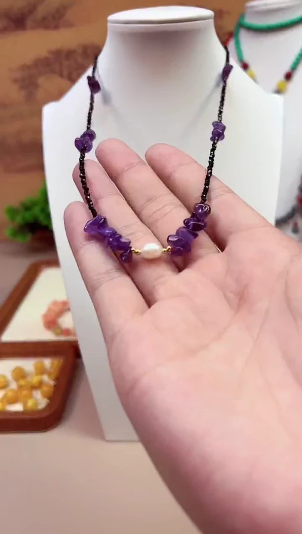 14K金镶嵌颈饰紫晶X14