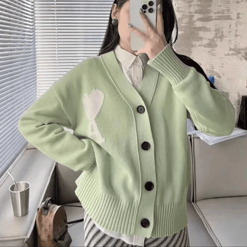 AMI 经典款爱心Oversized宽松版开衫