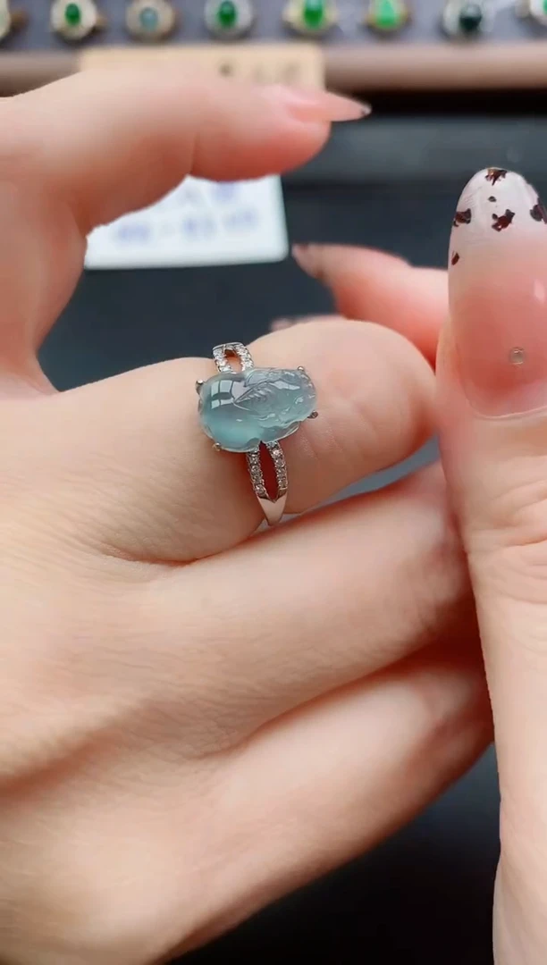 银S925镶嵌戒指翡翠1