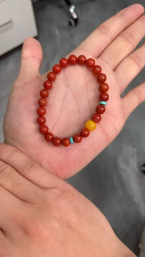 未镶嵌手串南红玛瑙南红单圈蜜蜡手串QF-A475（多样性发一）