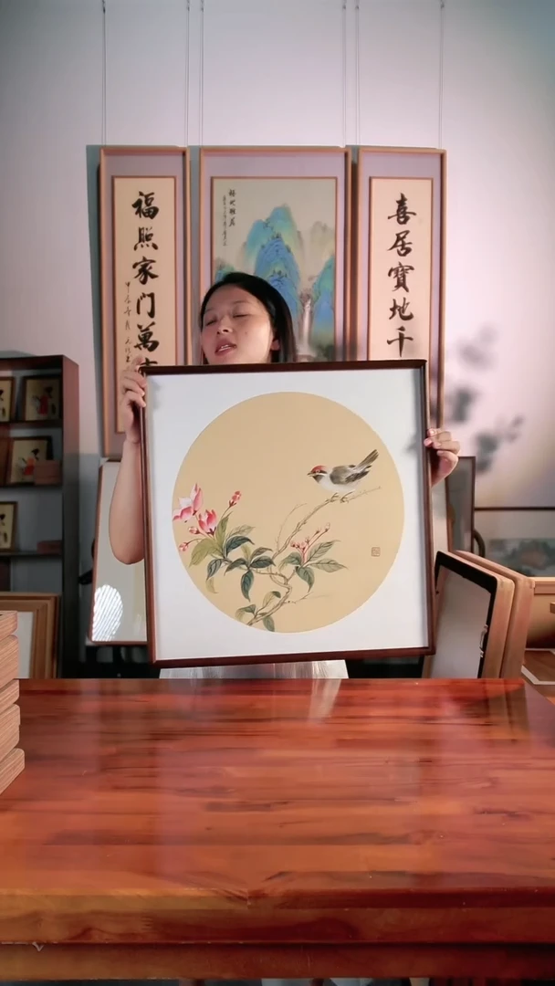 国画徐然老师花鸟52*52CM国画装饰画