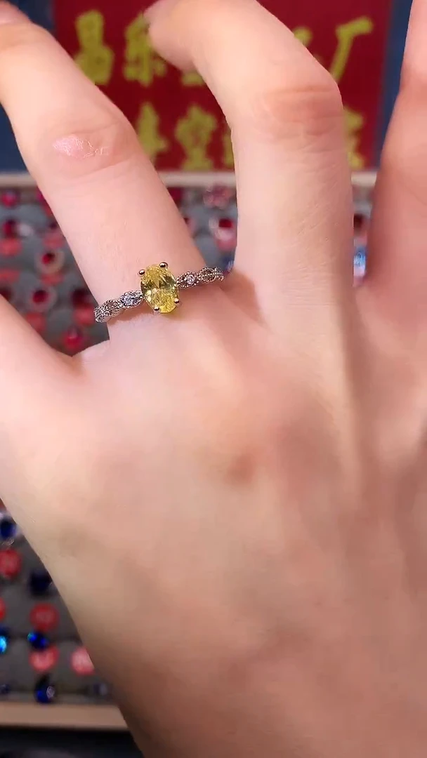 【闪购商品】黄晶戒指银S925镶嵌11111