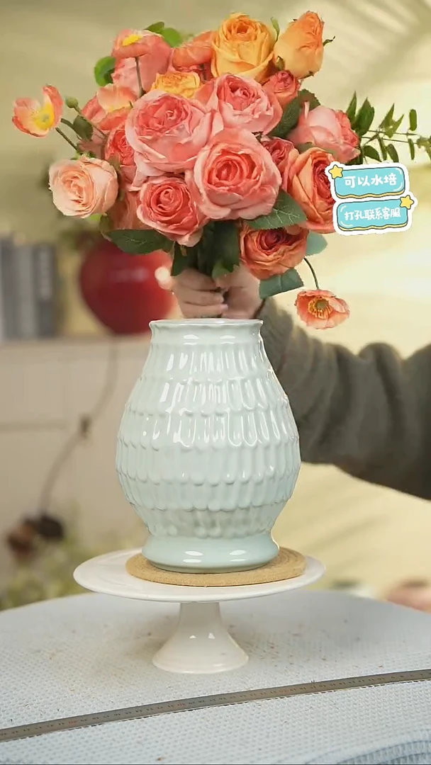 青涟景德镇高温陶瓷花摆件