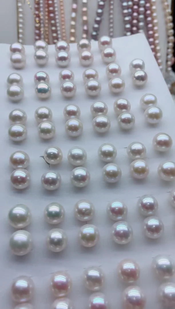 银S925镶嵌淡水珍珠耳钉多样性发其一，非无暇