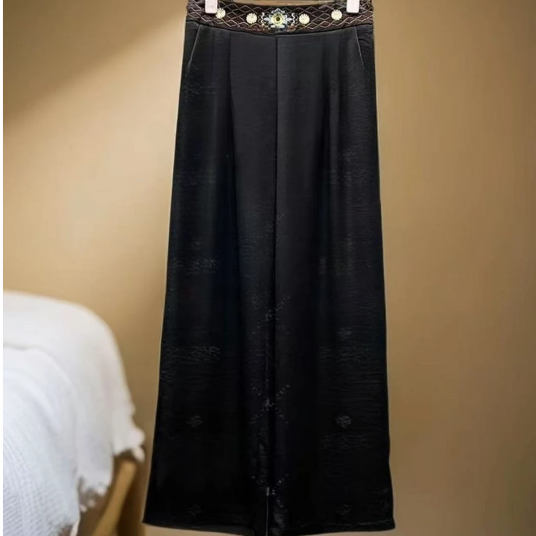 【繁花似锦】新款轻奢时尚减龄洋气国风重工刺绣夏季休闲裤-F019