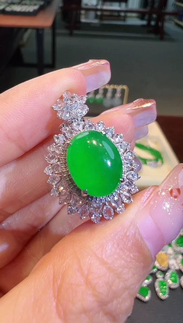 【闪购商品】翡翠戒指18K金镶嵌两用款