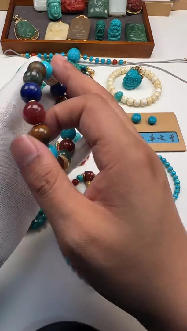 18K金镶嵌绿松石手串手串紫***~手串手串
