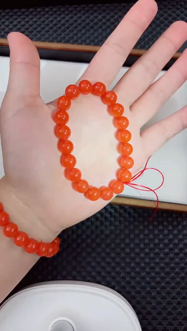 未镶嵌手串南红玛瑙滴水洞亮光手串卡10+