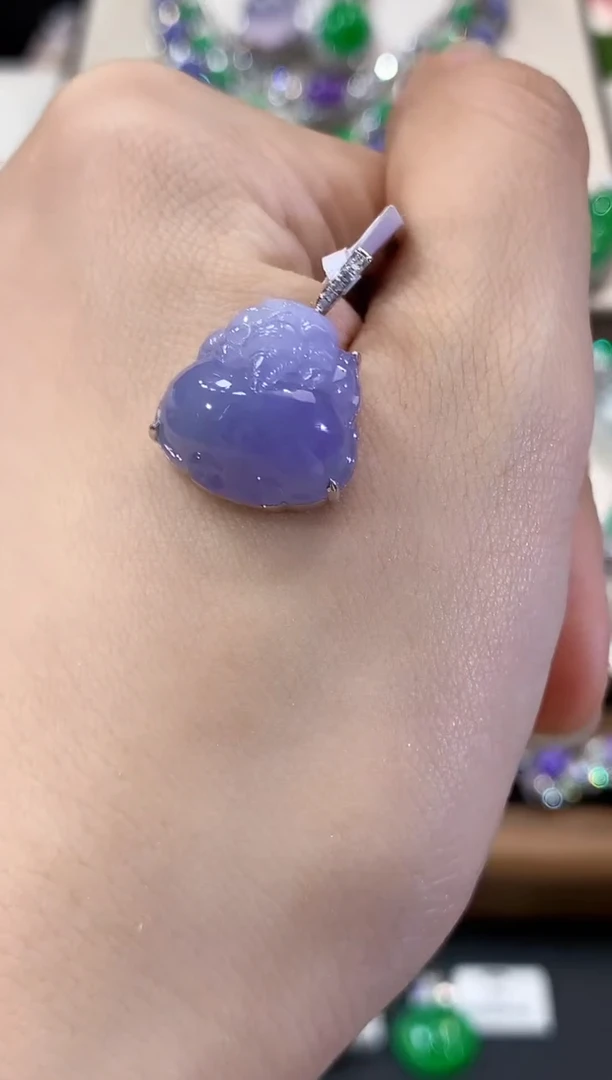 吊坠(不含链)18K金镶嵌翡翠D63 紫货有色差