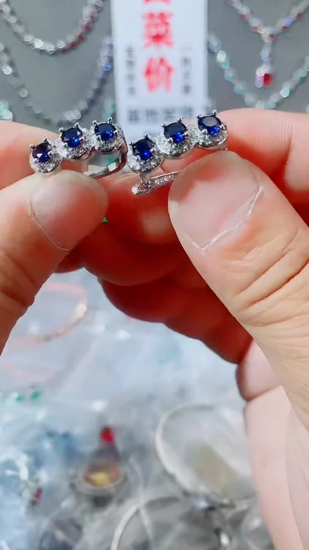 蓝宝石耳饰未镶嵌蓝宝石耳扣