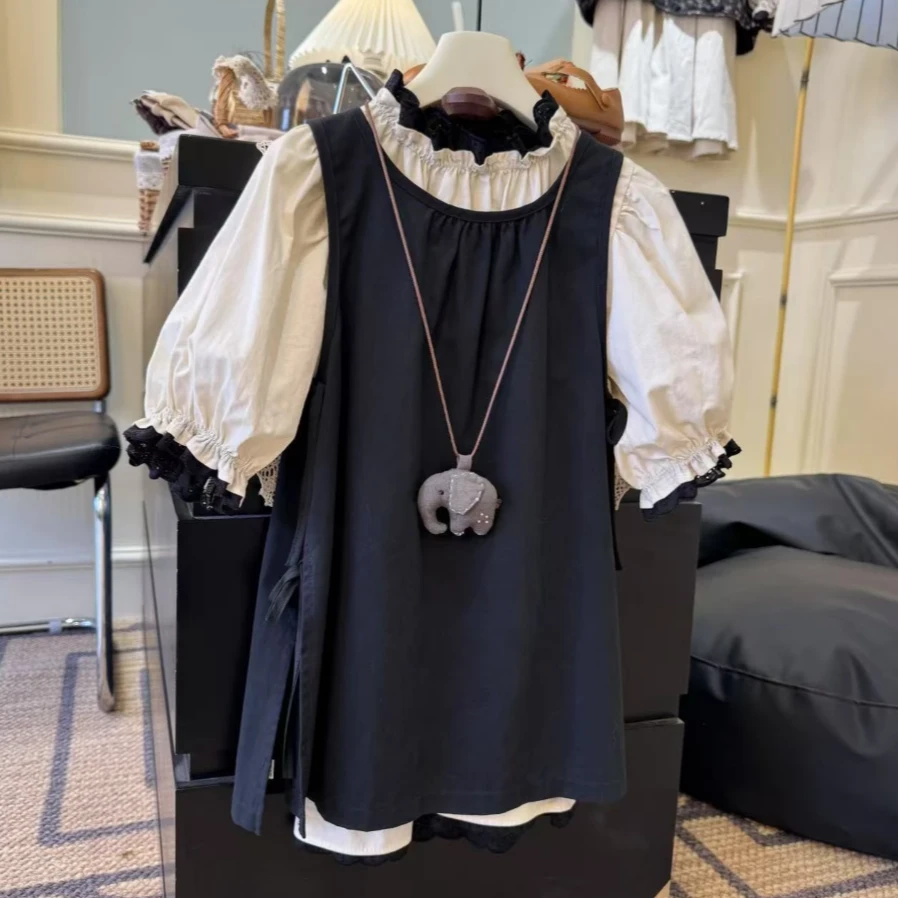 女童秋季新款长袖连衣裙洋气套装罩衫裙子两件套