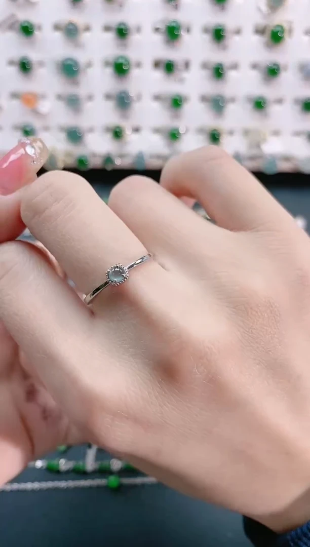 【闪购商品】翡翠戒指银S925镶嵌天然翡翠