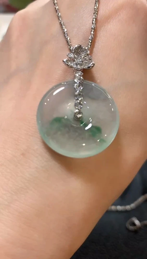 吊坠(不含链)18K金镶嵌翡翠n37