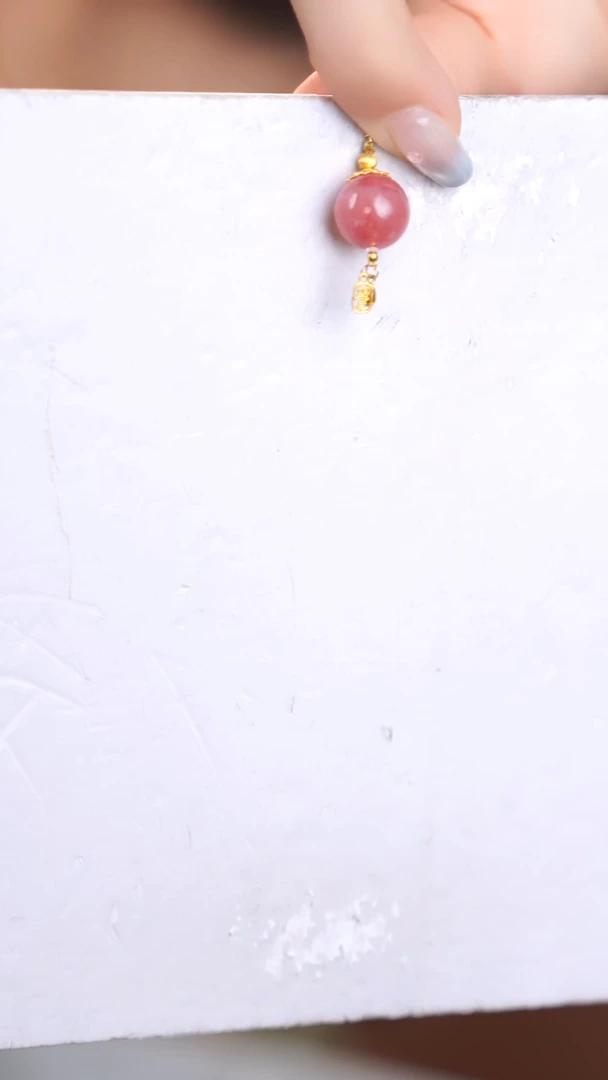 18K金镶嵌菱锰矿（红纹石）吊坠(不含链)@@@@