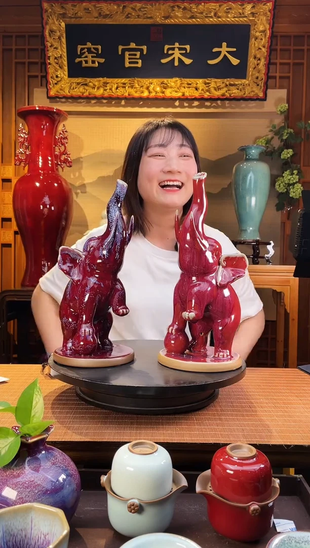 摆件得**在大宋官窑【小象一对】
