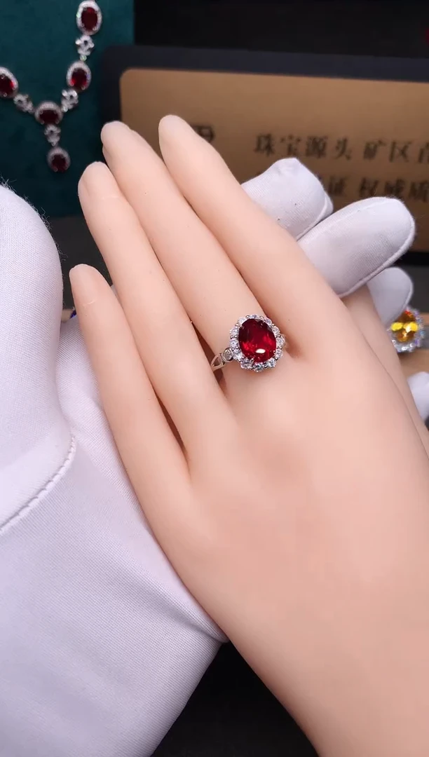 银S925镶嵌戒指红宝石.....