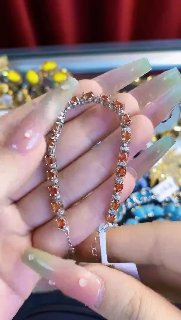 彩色蓝宝石手链银S925镶嵌楚楚中古珠宝甄选不退换