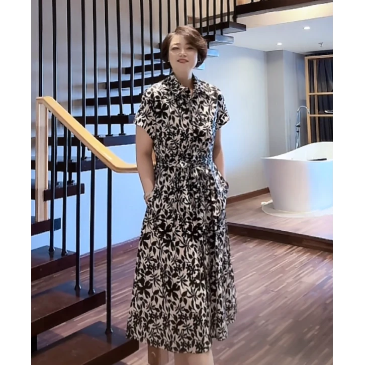 【U.M】夏花全棉翻领连衣裙