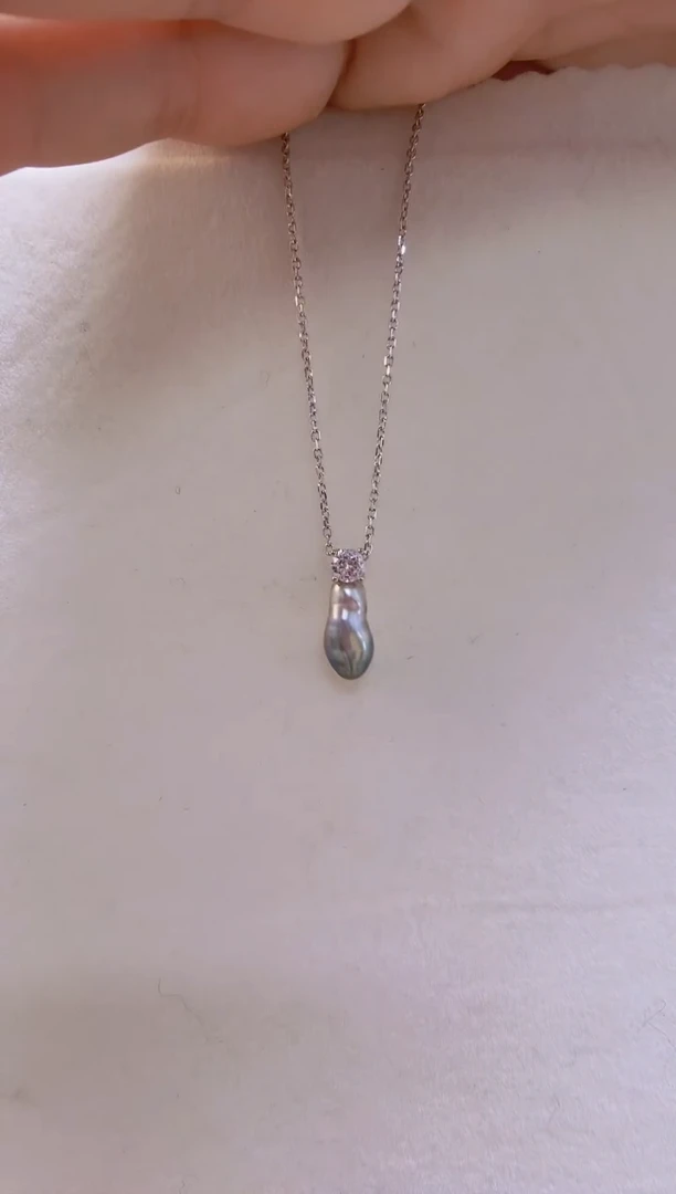 未镶嵌颈饰海水珍珠大溪地keshi6.2mm+S925银一体链