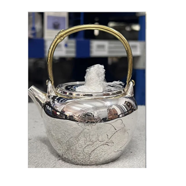 竹节银把银钮竹子提梁雕刻老人小壶（2号）FNN1709