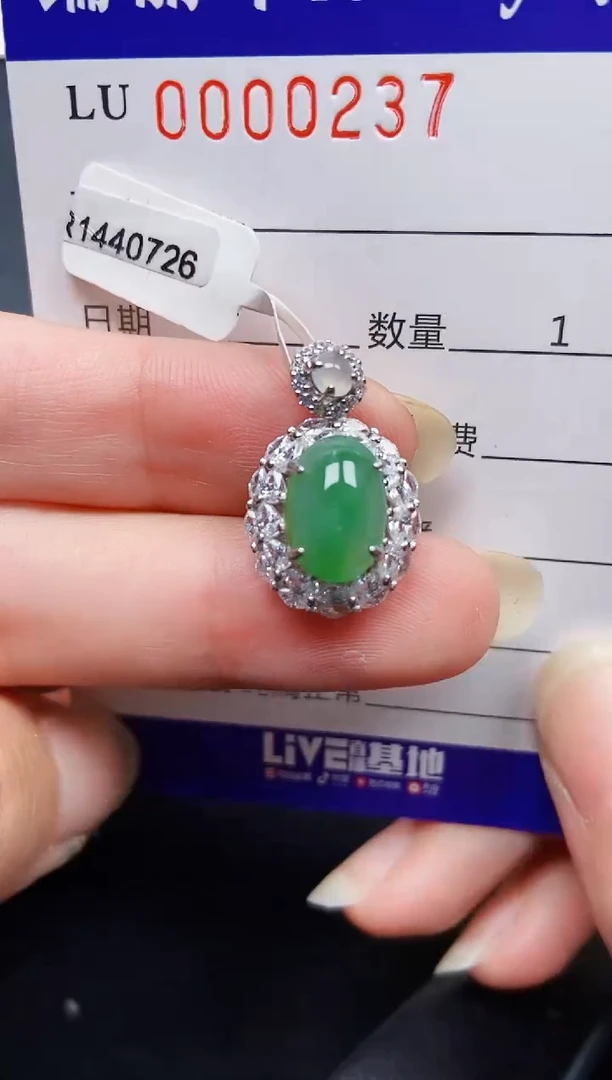 翡翠银S925镶嵌颈饰0237