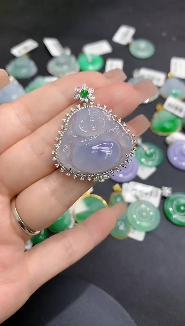 吊坠(不含链)18K金镶嵌翡翠11111111111