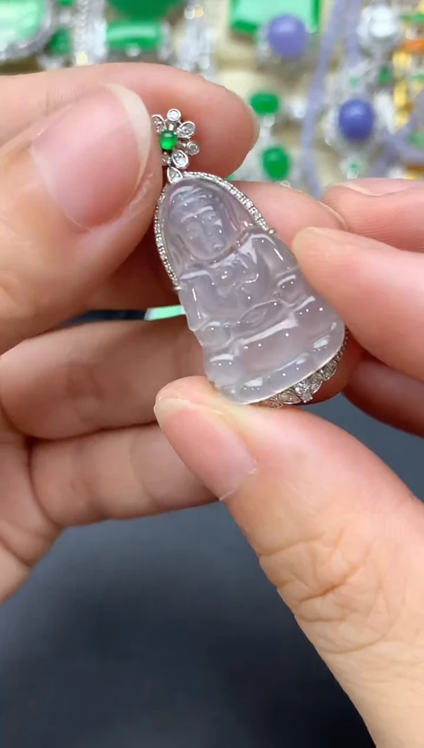 翡翠18K金镶嵌颈饰480-中国好珍宝