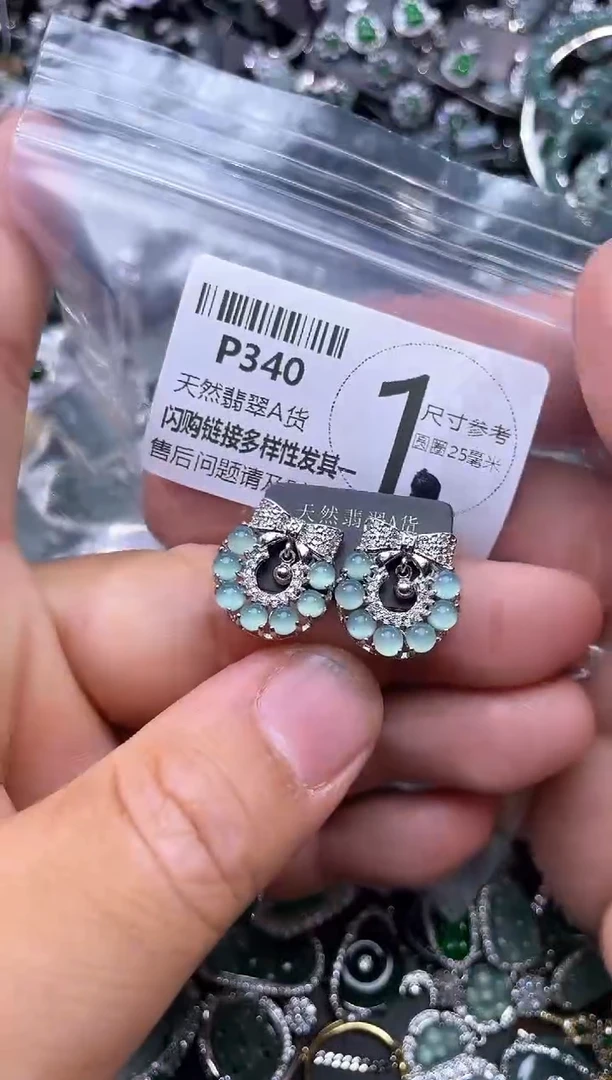 【闪购商品】翡翠颈饰未镶嵌P340耳钉
