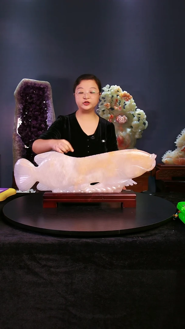石材红花冰年年有鱼（68cm）