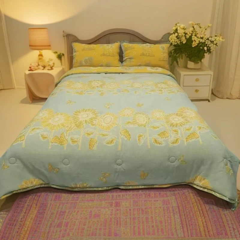 （向日葵四件套）精梳棉细纱高品质浮雕提花四件套