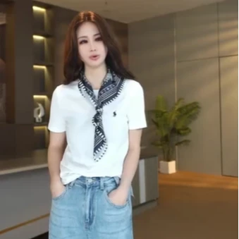 气质丝巾显瘦夏季T恤短袖韩版TMLNR89362