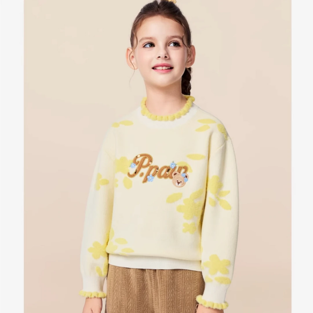 PAWINPAW儿童宽松可爱半高领针织保暖加厚大童女童毛衣PCKAF4V22E