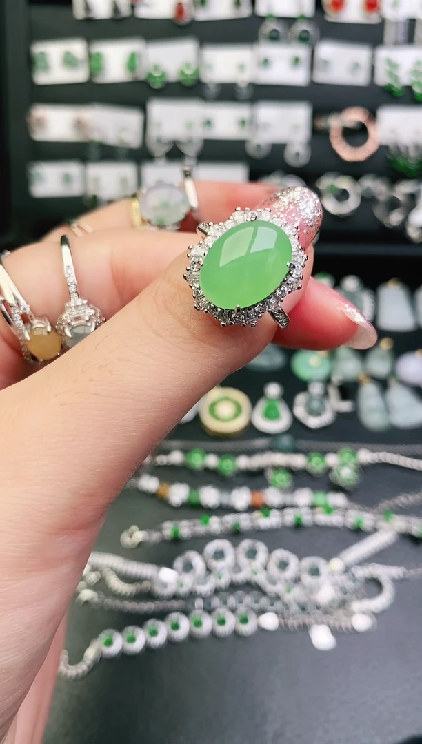 银S925镶嵌戒指翡翠0